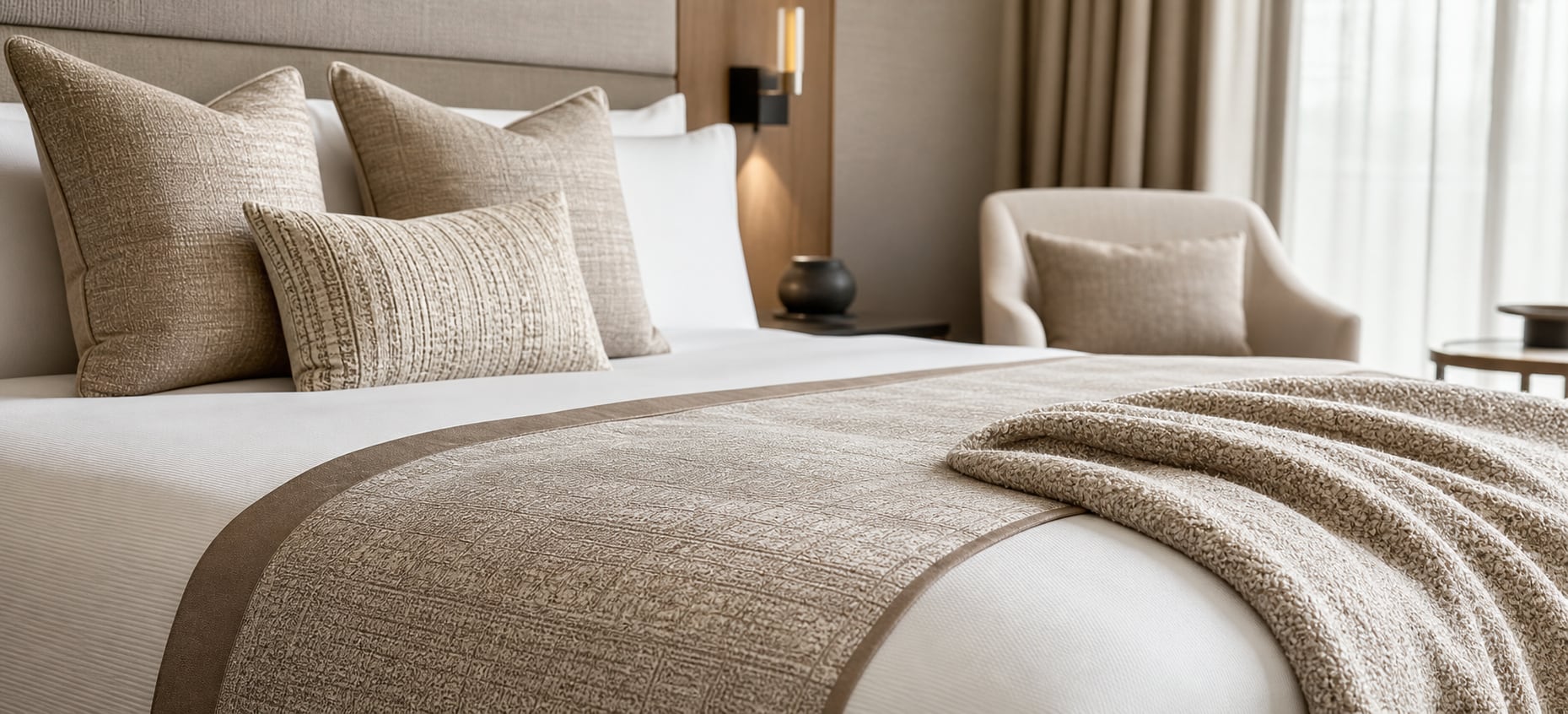 Decorative Textiles prepared for professional stay hospitality use