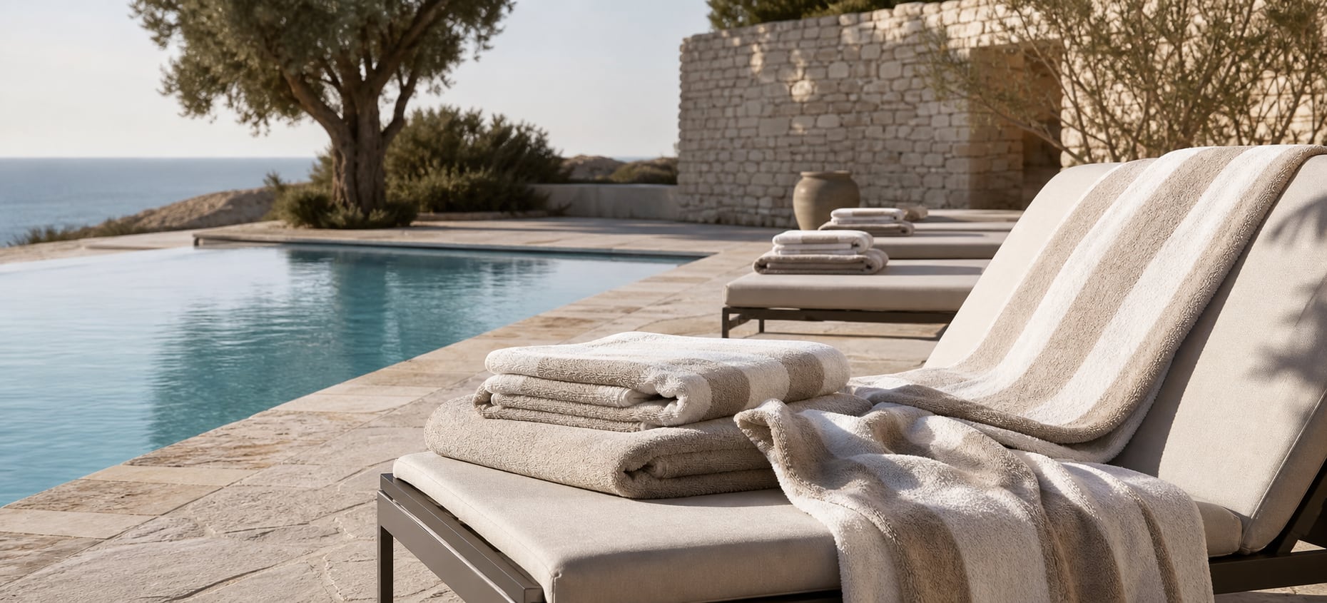 Pool & Beach Towels prepared for professional wellness hospitality use